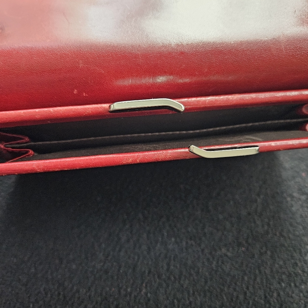 Fossil Red Leather Tri-Fold Wallet - image 4